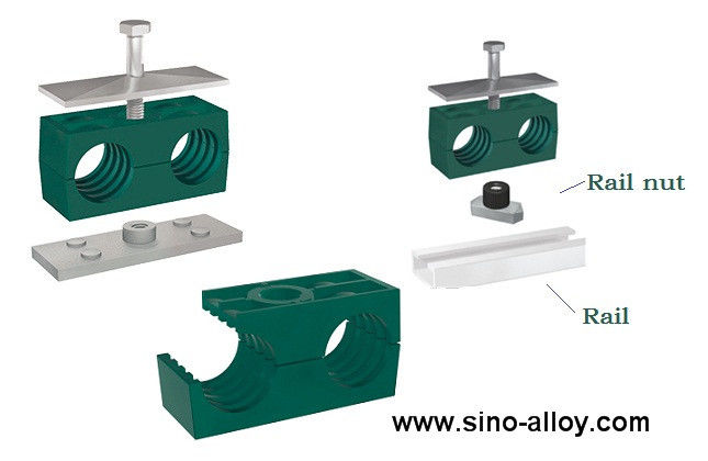 Rail nut double pipe clamps According to DIN 3015-3