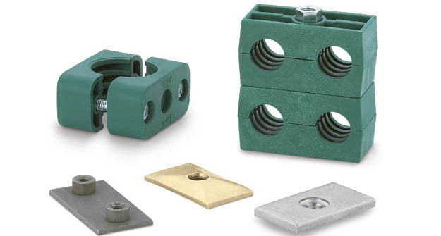 Stauff type Twin series pipe clamps with galvanized steel plates & bolts
